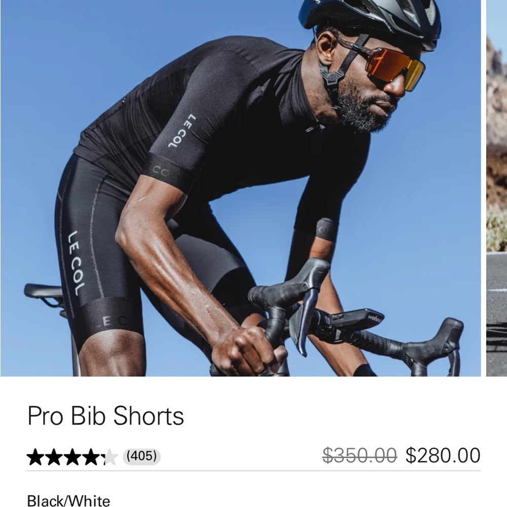LE COL pro bib shorts 2. Black Athletic Cycling Shorts with Integrated Bib. 2XL